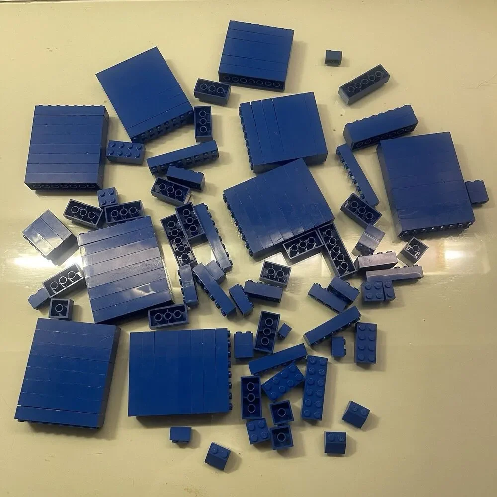 Lot of 1 Lbs Lego Bricks Random Blue Parts Pieces Rectangular Square 1 Pound - Picture 2 of 3